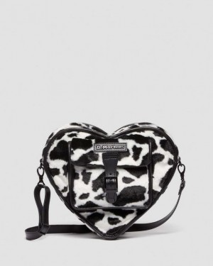 BLACK+WHITE — Cow Print + Kiev Dr.Martens Heart Shaped Faux Fur Cow Print Backpack | SN-DM84776
