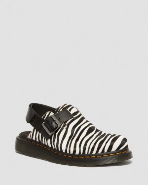 BLACK+WHITE — Hair On + Atlas Dr.Martens Jorge II Hair-on Animal Print Slingback Mules | SN-DM84583