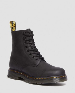 BLACK — Outlaw Dr.Martens 1460 Wintergrip Outlaw Leather Lace Up Boots | SN-DM84802