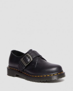 BLACK — Pull Up Dr.Martens 1461 Buckle Pull Up Leather Oxford Shoes | SN-DM84509