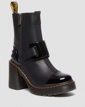 BLACK — Sendal + Soft Patent Pu Dr.Martens Gaya Alternative Leather Heeled Chelsea Boots | SN-DM84379
