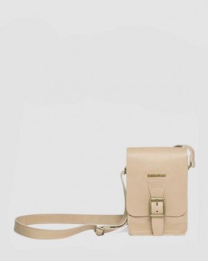 Beige — Carrara Dr.Martens Carrara Leather Vertical Crossbody Bag | SN-DM84751