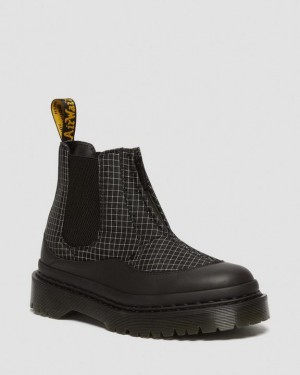 Black+Black+White — Sorento+Grip Ripstop Dr.Martens 2976 Bex Ripstop Grid Chelsea Boots | SN-DM84673