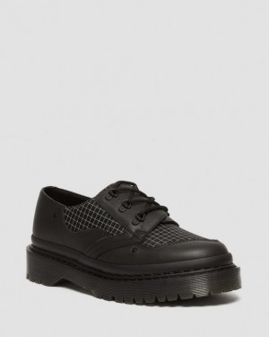 Black+Black+White — Sorento+Grip Ripstop Dr.Martens 1461 Bex Ripstop Grid Oxford Shoes | SN-DM84727
