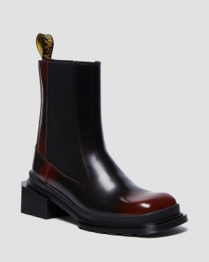 Black+Cherry Red — Arcadia Dr.Martens Maybole Square Toe Chelsea Boots | SN-DM84368