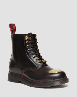 Black+Red+Black — Smooth Slice+Hair On Dr.Martens 1460 Year of the Dragon Leather Lace Up Boots | SN-DM84797