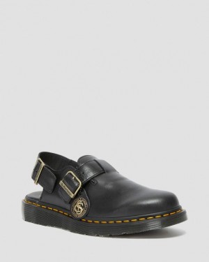 Black Dr.Martens Jorge Made in England Leather Slingback Mules | SN-DM85072