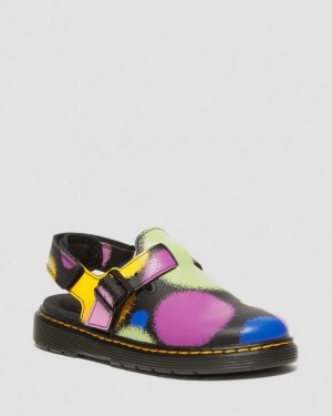 Black Dr.Martens Junior Jorgie Haze Hydro Leather Slingback Mules | SN-DM84590