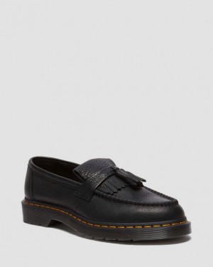 Black — Ambassador Dr.Martens Adrian Yellow Stitch Ambassador Leather Loafers | SN-DM85023