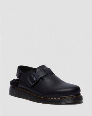 Black — Ambassador Dr.Martens Jorge II Ambassador Faux Fur Lined Slingback Mules | SN-DM84998
