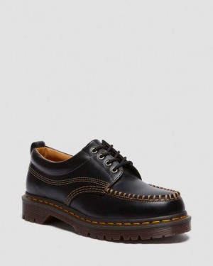 Black — Aniline Dr.Martens Lowell Leather Moc Toe Shoes | SN-DM85057