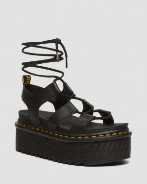 Black — Athena Dr.Martens Nartilla Athena Leather Gladiator Platform Sandals | SN-DM84708