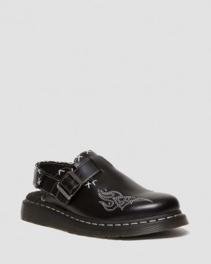 Black — Atlas Dr.Martens Jorge II Gothic Americana Leather Slingback Mules | SN-DM84591