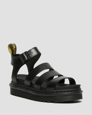 Black — Brando Dr.Martens Blaire Brando Leather Strap Sandals | SN-DM84636