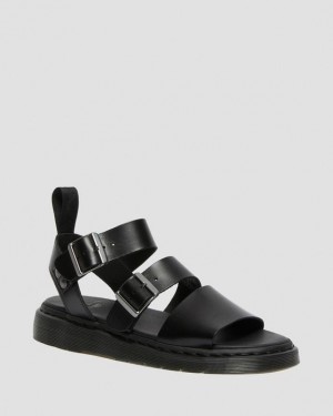 Black — Brando Dr.Martens Gryphon Brando Leather Gladiator Sandals | SN-DM84627
