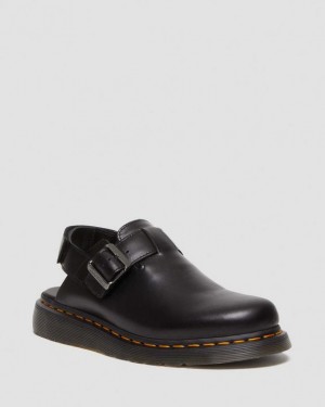 Black — Brando Dr.Martens Jorge II Brando Leather Slingback Mules | SN-DM85092