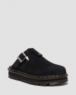 Black — Bronx Suede Dr.Martens Zebzag Suede Slingback Platform Mule | SN-DM85098