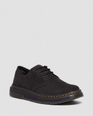 Black — Buffbuck Dr.Martens Crewson Lo Buffbuck Leather Casual Shoes | SN-DM84557