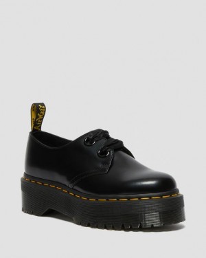 Black — Buttero Dr.Martens Holly Leather Platform Shoes | SN-DM84737