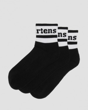 Black — Cotton Blend Dr.Martens Athletic Logo Cotton Blend Short 3-Pack Socks | SN-DM85253