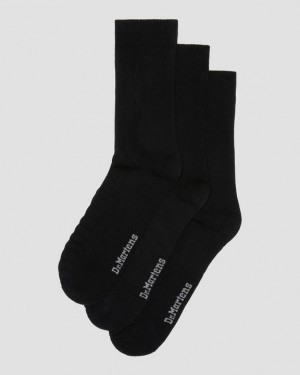 Black — Cotton Blend Dr.Martens Double Doc Organic Cotton Blend 3-Pack Socks | SN-DM85257
