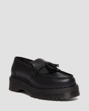Black — Felix Rub Off Dr.Martens Vegan Adrian Felix Platform Tassel Loafers | SN-DM84484