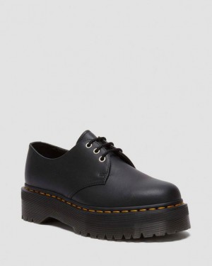 Black — Genix Nappa Dr.Martens 1461 Platform Genix Nappa Reclaimed Leather Oxford Shoes | SN-DM85062