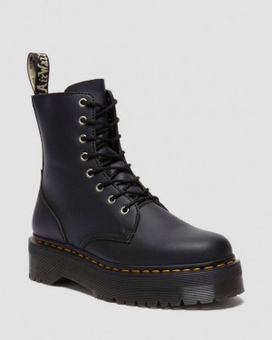 Black — Genix Nappa Dr.Martens Jadon Boot Genix Nappa Reclaimed Leather Platforms | SN-DM84181