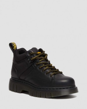 Black — Grizzly Dr.Martens Woodard Grizzly Leather Low Casual Boots | SN-DM85123