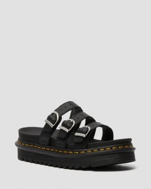 Black — Hydro Leather Dr.Martens Blaire Leather Slide Sandals | SN-DM84623