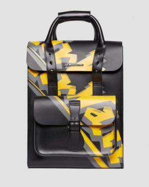 Black — Kiev & Smooth Dr.Martens Airwair Print Leather Backpack | SN-DM84773