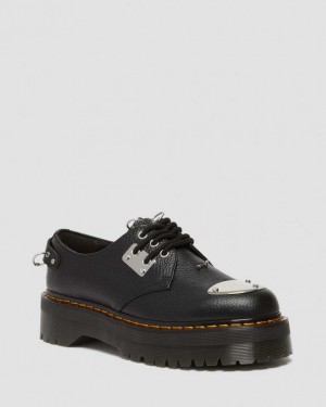 Black — Milled Nappa Dr.Martens 1461 Piercing Milled Nappa Leather Platform Shoes | SN-DM84718