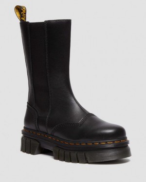 Black — Nappa Lux Dr.Martens Audrick Tall Nappa Leather Platform Chelsea Boots | SN-DM84667