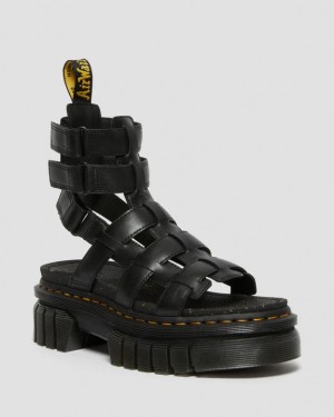 Black — Nappa Lux Dr.Martens Ricki Nappa Lux Leather Platform Gladiator Sandals | SN-DM84635