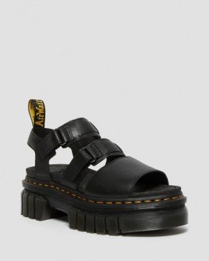 Black — Nappa Lux Dr.Martens Ricki Nappa Lux Leather 3-Strap Platform Sandals | SN-DM84715