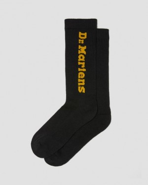 Black — Organic Cotton Blend Dr.Martens Vertical Logo Cotton Blend Socks Black | SN-DM85258