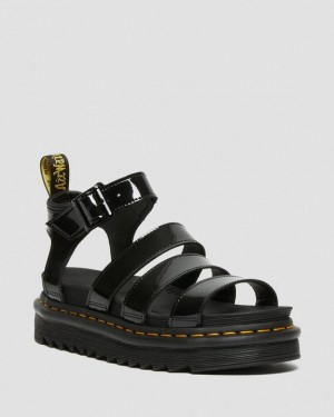 Black — Patent Leather Dr.Martens Blaire Patent Leather Strap Sandals | SN-DM84625