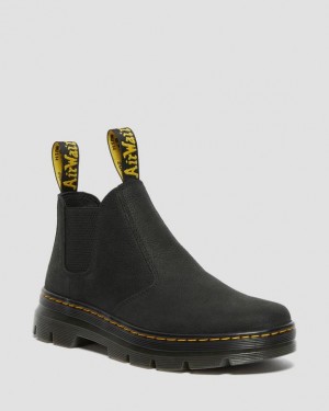 Black — Pit Quarter Dr.Martens Hardie II Leather Chelsea Work Boots | SN-DM84811