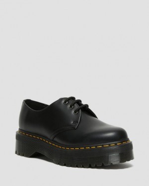 Black — Polished Smooth Dr.Martens 1461 Smooth Leather Platform Shoes | SN-DM85042