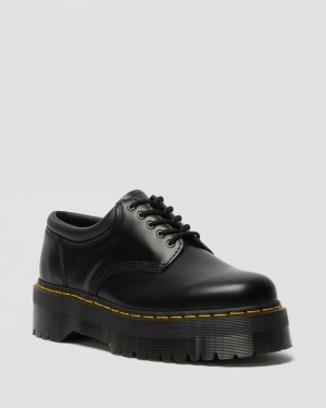 Black — Polished Smooth Dr.Martens 8053 Leather Platform Casual Shoes | SN-DM85154