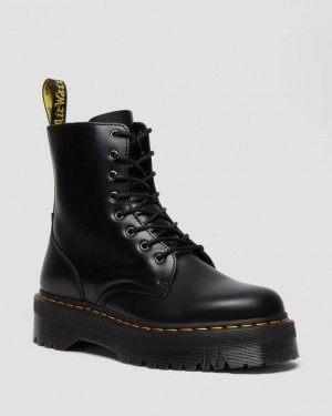 Black — Polished Smooth Dr.Martens Jadon Boot Smooth Leather Platforms | SN-DM85142