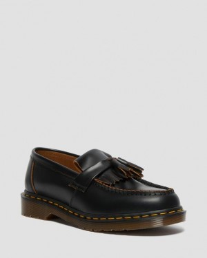 Black — Quilon Dr.Martens Adrian Made in England Quilon Leather Tassel Loafers | SN-DM85013
