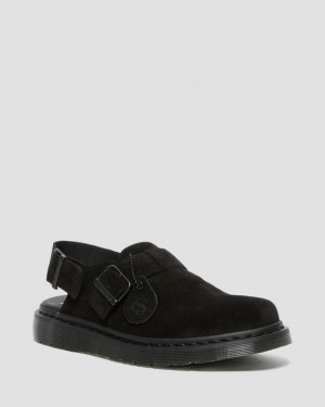 Black — Repello Calf Suede (Gum Oil) Dr.Martens Jorge Made in England Suede Slingback Mules | SN-DM85079