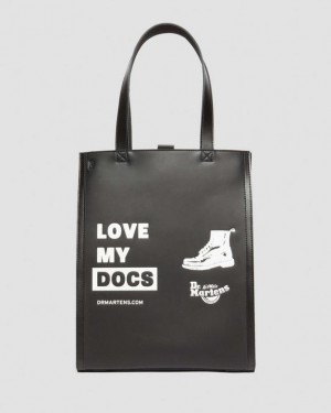 Black — Smooth+Kiev Dr.Martens Love My Docs Leather Tote Bag | SN-DM84764