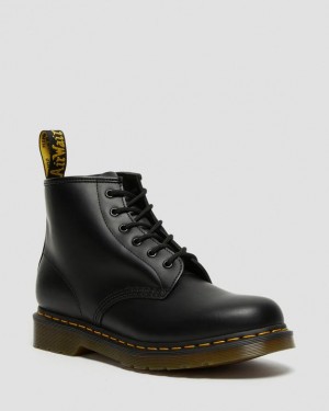 Black — Smooth Leather Dr.Martens 101 Yellow Stitch Smooth Leather Ankle Boots | SN-DM84163