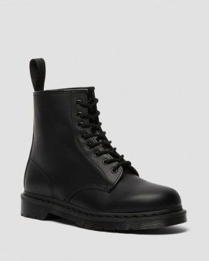 Black — Smooth Leather Dr.Martens 1460 Mono Smooth Leather Lace Up Boots | SN-DM84286