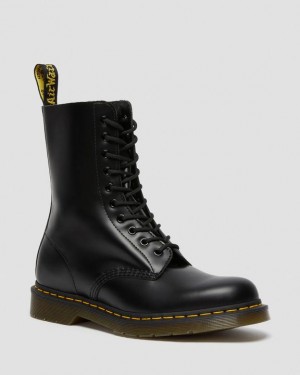 Black — Smooth Leather Dr.Martens 1490 Smooth Leather Mid Calf Boots | SN-DM84883