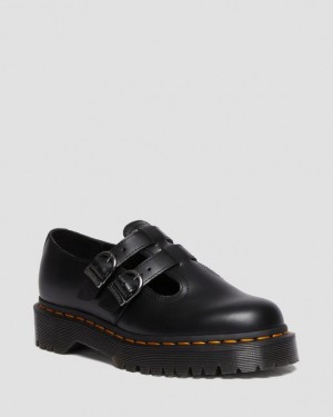 Black — Smooth Leather Dr.Martens 8065 II Bex Smooth Leather Platform Mary Jane Shoes | SN-DM84461