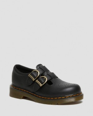 Black — Softy T Dr.Martens Junior 8065 Softy T Leather Mary Jane Shoes | SN-DM84451