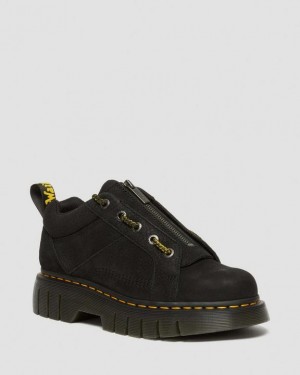 Black — Titan Dr.Martens Woodard Tumbled Nubuck Leather Low Casual Boots | SN-DM84966